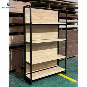 Wooden Retail Convenience Store Products Shop Grocery Stands Stationery Shelf Display Shelving Wood Double-sided Heavy Duty