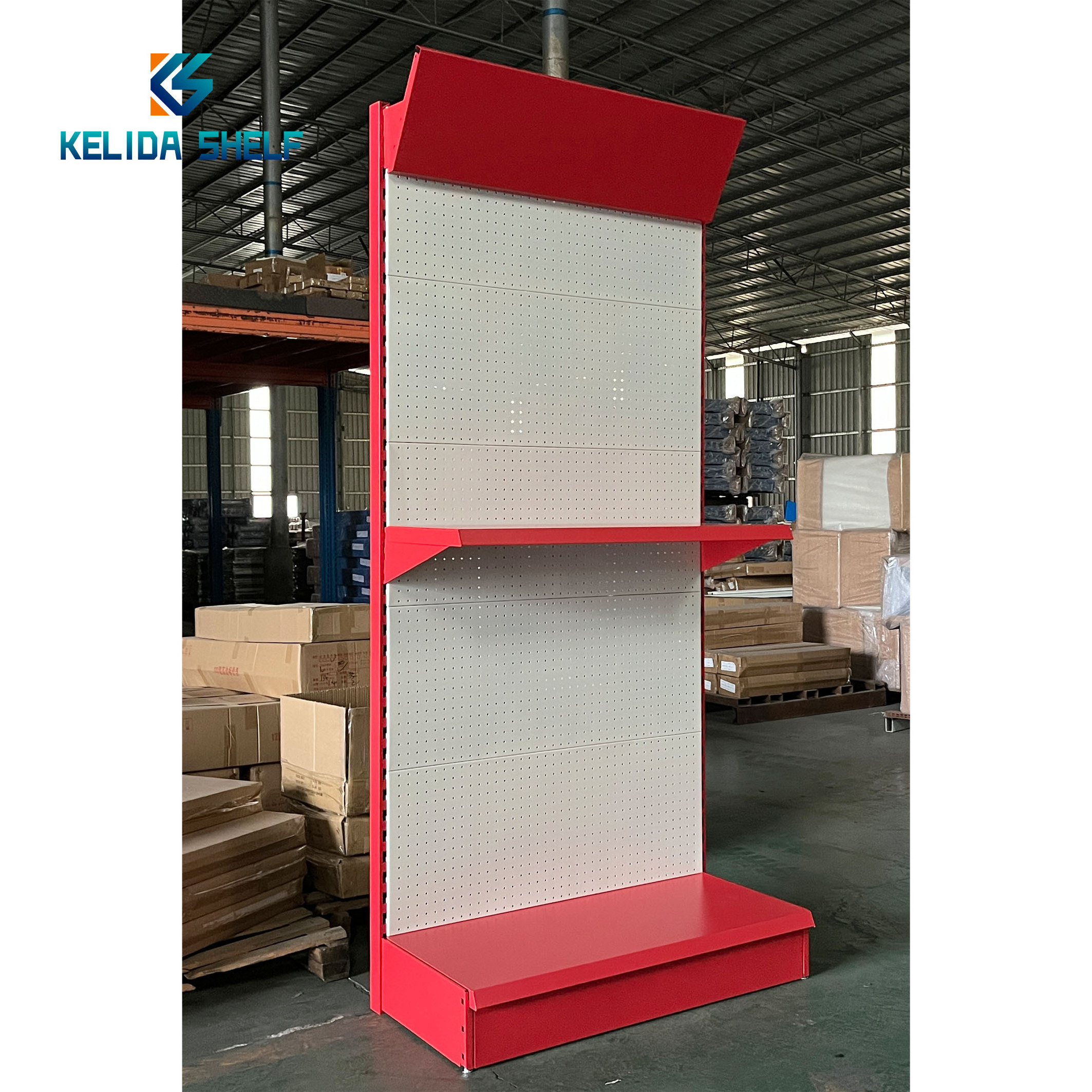 Customized Metal Tools Display Rack with Hook and Light Box for Hardware Store Pegboard Display Stand