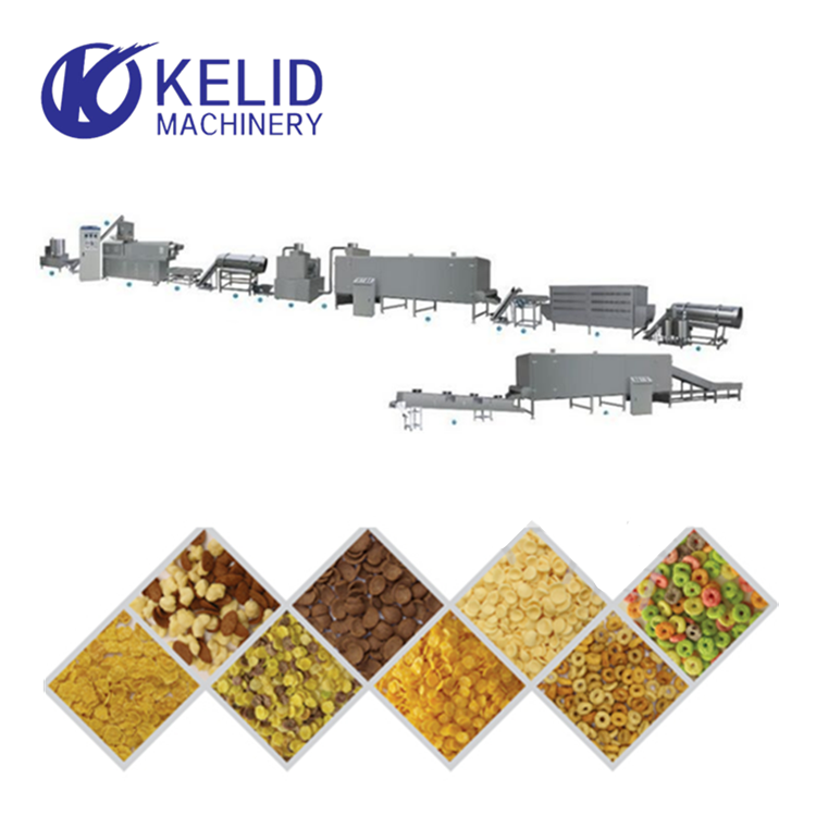 Full Automatic Crispy Maize Chocos Corn Flakes Breakfast Cereals Processing Production Line Making Machine