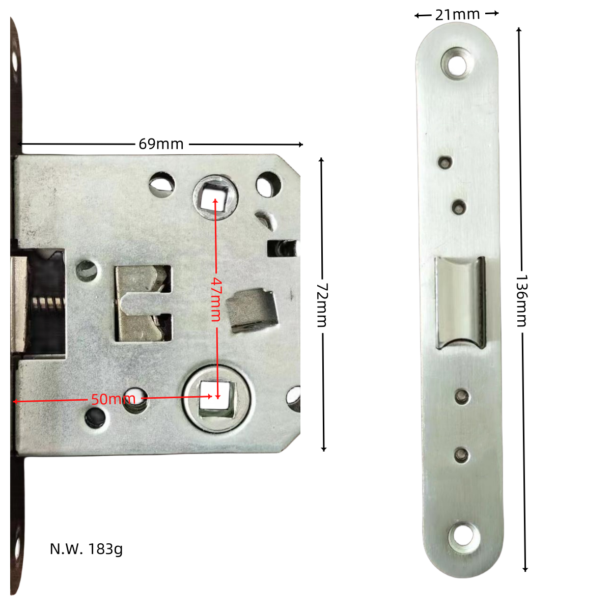 High Quality 5047 Zinc Alloy/Iron Mortise Door Lock Body