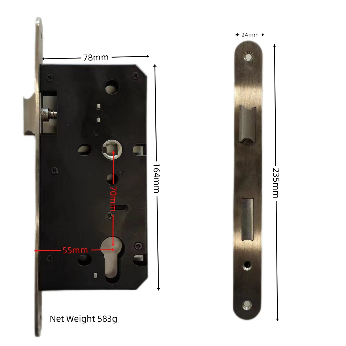 Solid Mortise Door Lock Body Superior Performance Locking Systems For Wood Doors