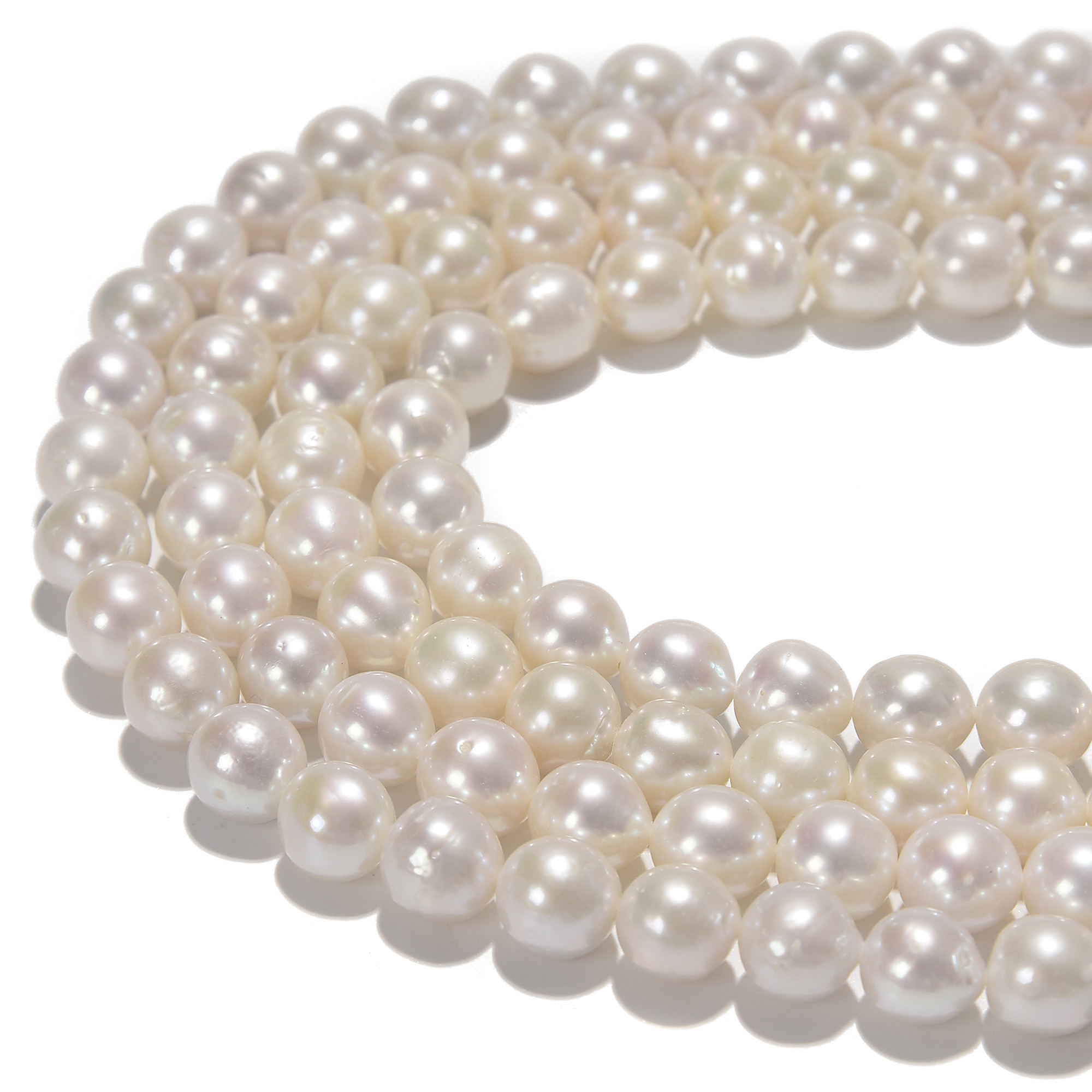 White Fresh Water Akoya Pearl Off Round Gemstone Loose Beads for Necklace Jewelry Making 8-9mm 9-10mm