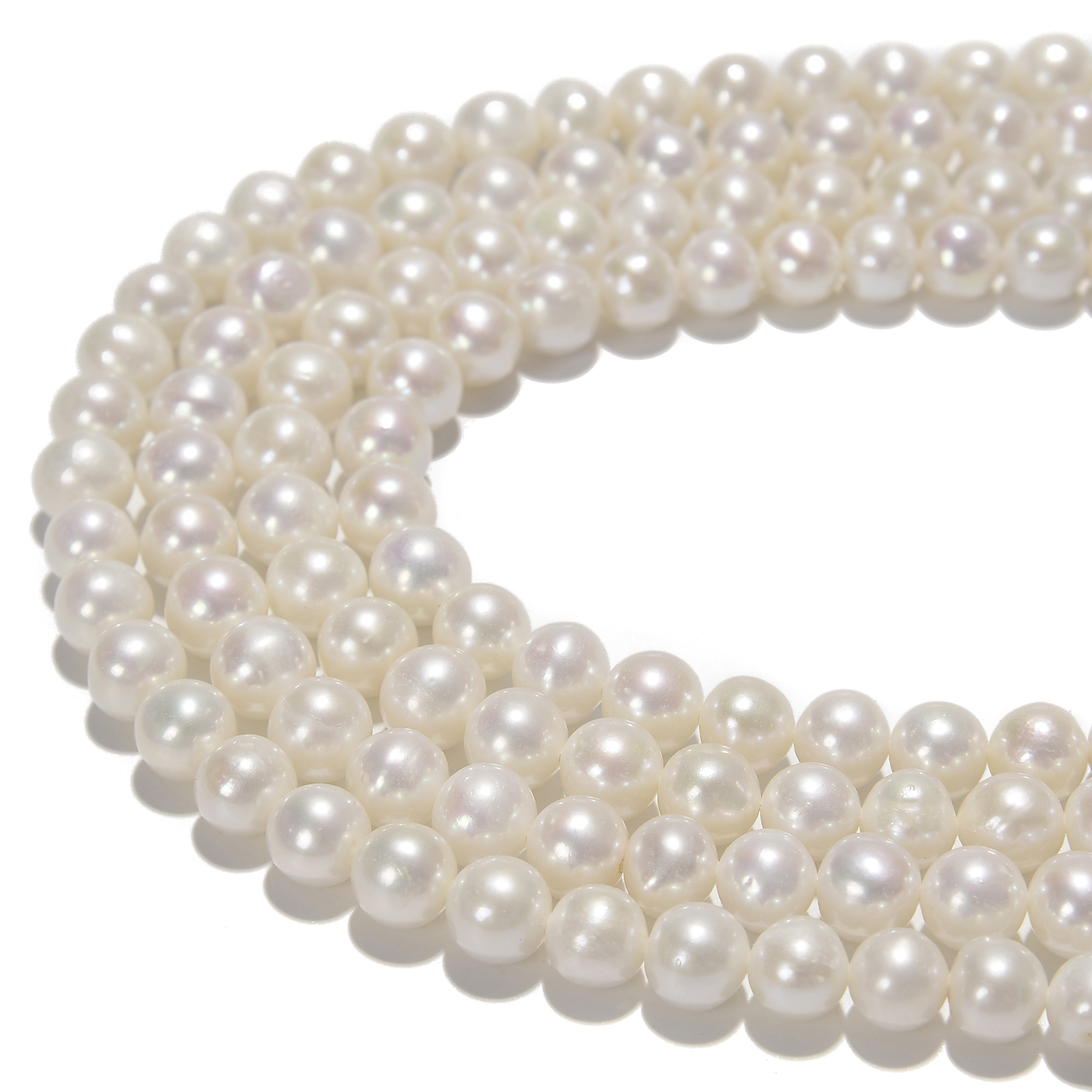 White Fresh Water Akoya Pearl Off Round Gemstone Loose Beads for Necklace Jewelry Making 8-9mm 9-10mm