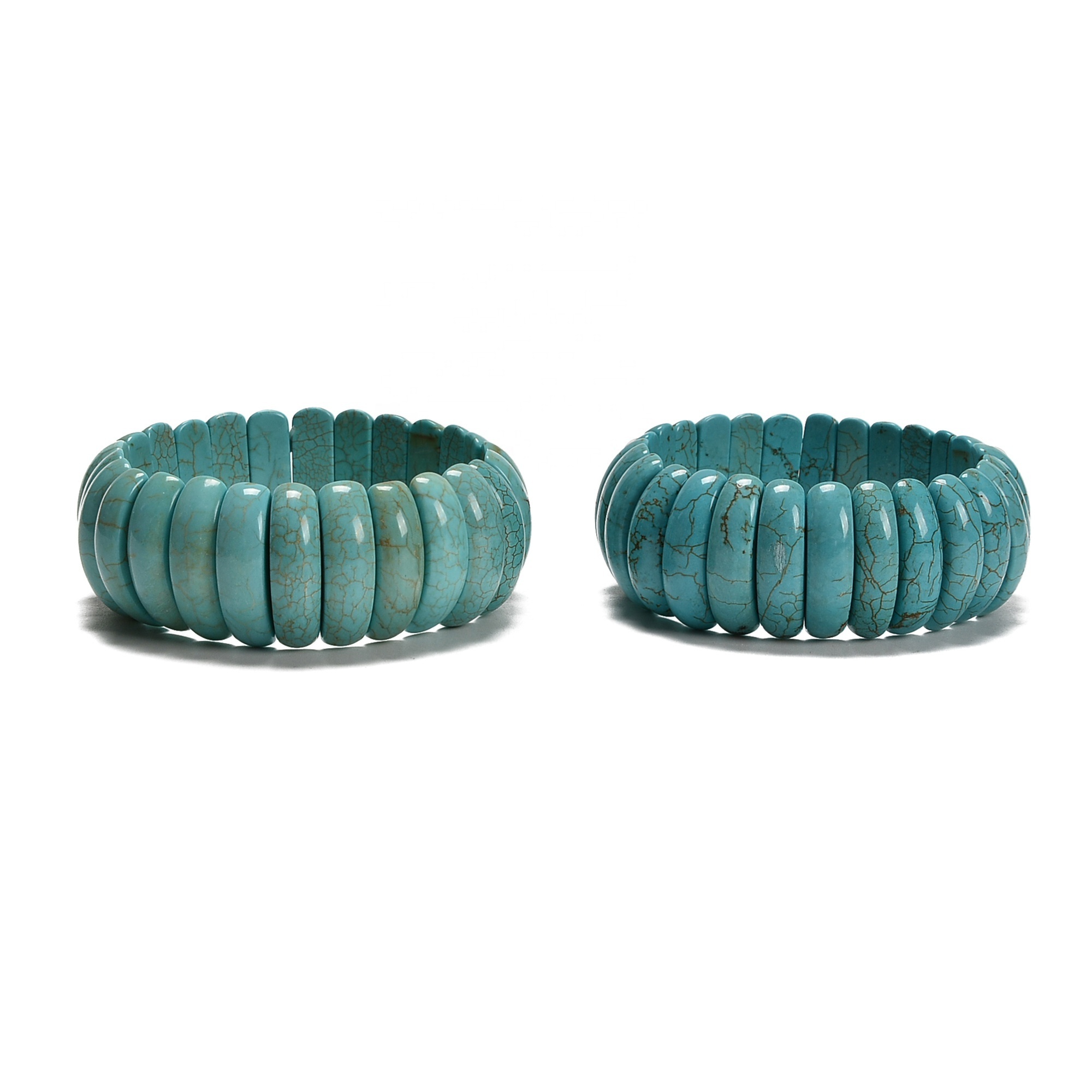 Healing Bracelet Bangle 7x25mm Blue Howlite Double Drill Bangle Bracelet Oval Shape Bracelet 7.5''