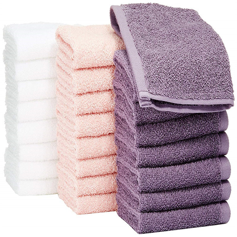 Face Towel Quick Dry Hotel Wash Cloth 100% Terry Cotton  Woven Square Bathroom Bath Towel Plain Dyed Customized Towels