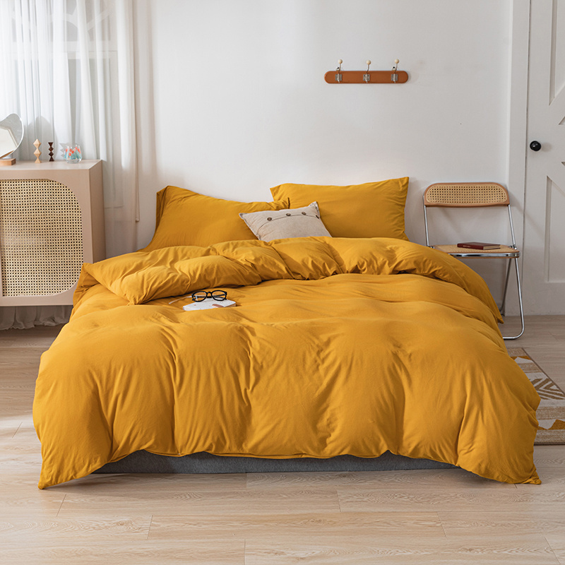 2024 new model high-end light luxury gentle Comfortable sunshine yellow 100% cotton quilt cover  bedding four-piece set