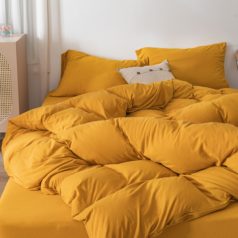 2024 new model high-end light luxury gentle Comfortable sunshine yellow 100% cotton quilt cover  bedding four-piece set