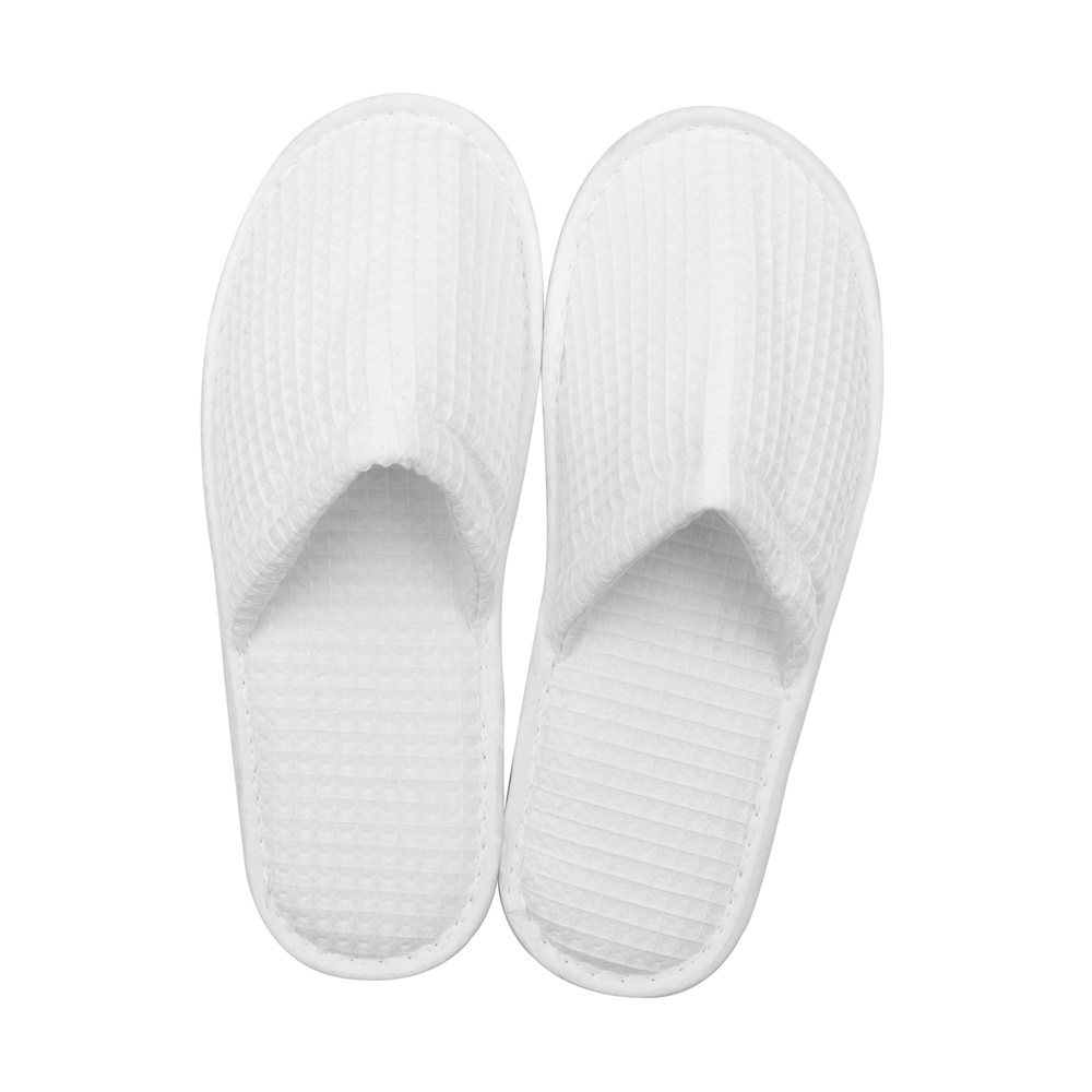 Wholesale Disposable Open Toe Waffle Terry Cotton Hotel Slippers with Custom Logo