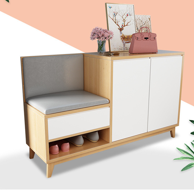 corner shoe cabinet bench with doors and cushion live room panel furniture