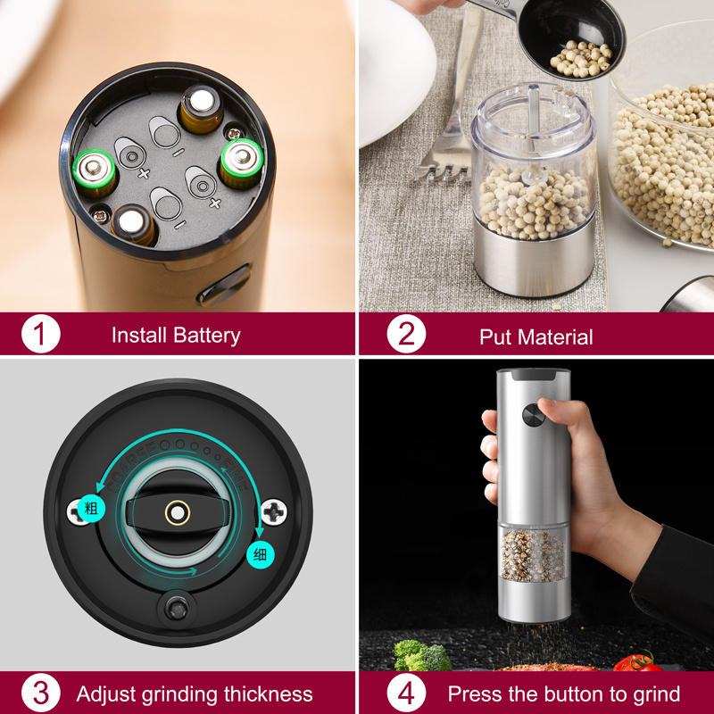 Kitchen Appliance Battery Operated Electric Salt and Pepper Grinder Automatic Pepper Grinder