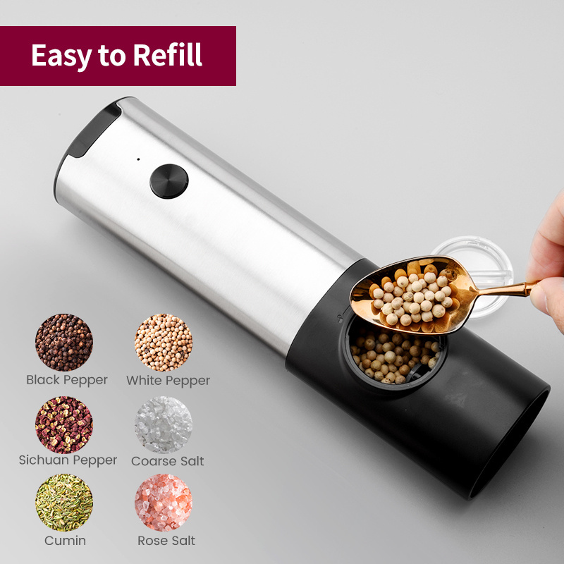 Unit-Charging Rechargeable Salt Grinder Electric Pepper Grinder Adjustable Stainless Steel Salt And Pepper Mill