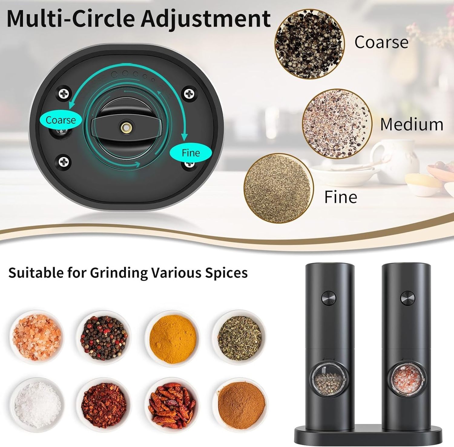 Pepper Mill Salt Grinder Ceramic Coarseness Manual Salt And Spice Mills Electric Pepper Grinder