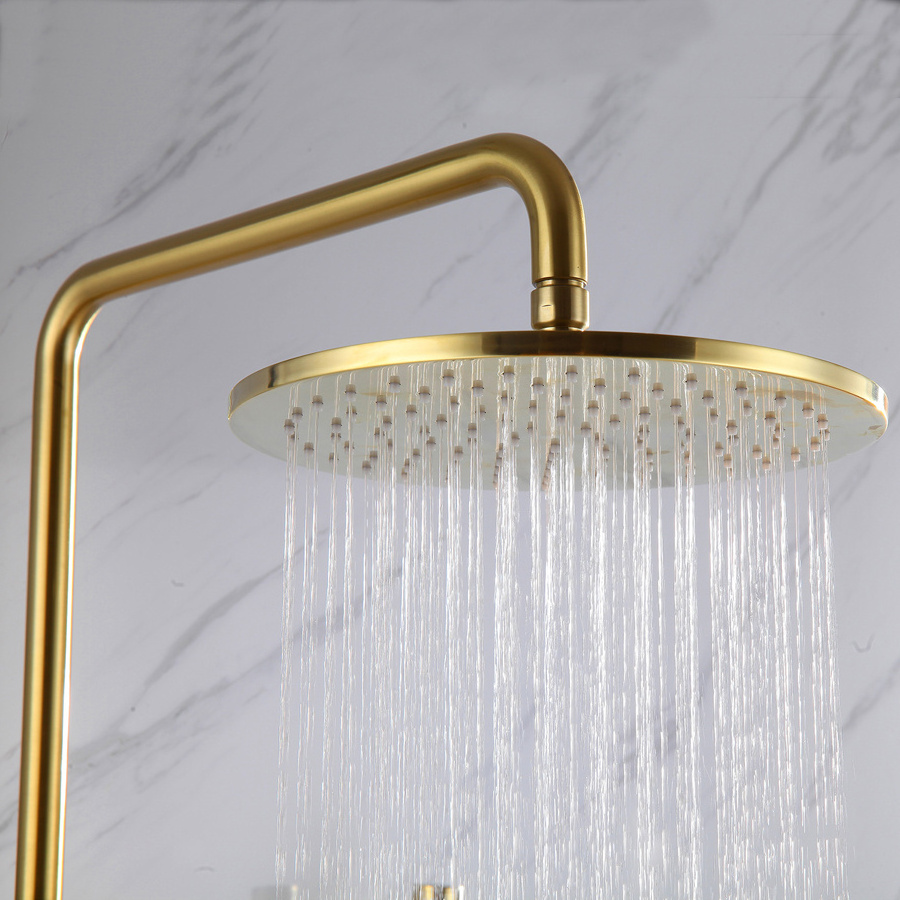 KF9004G luxury gold color wall mounted brass bathroom shower faucet