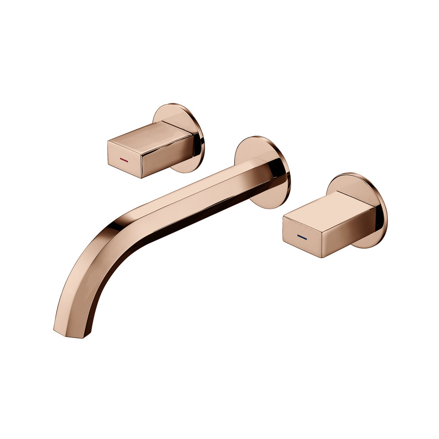 KF8806RP Luxury modern double handle brass rose gold bathroom wall faucet