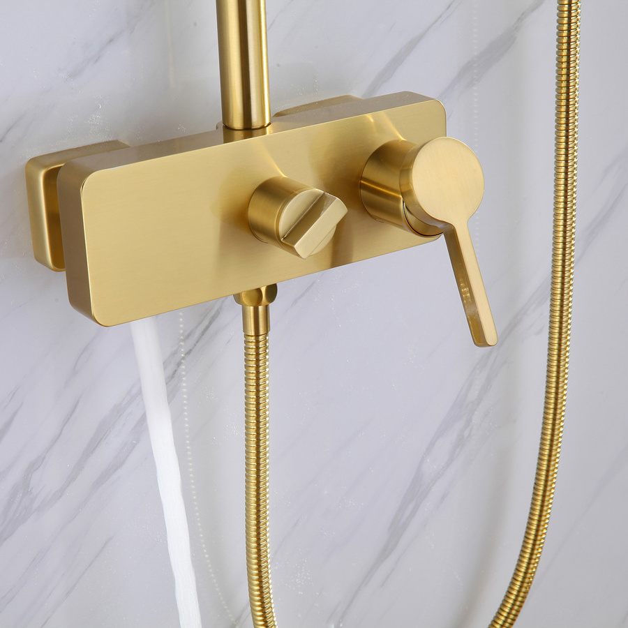 KF9004G luxury gold color wall mounted brass bathroom shower faucet