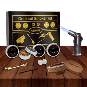 Wood Cocktail Smoker With Torch And 4 Different Wood Chips And Ice Wine Stone Smoker Infuser Cocktail Smoking Kit