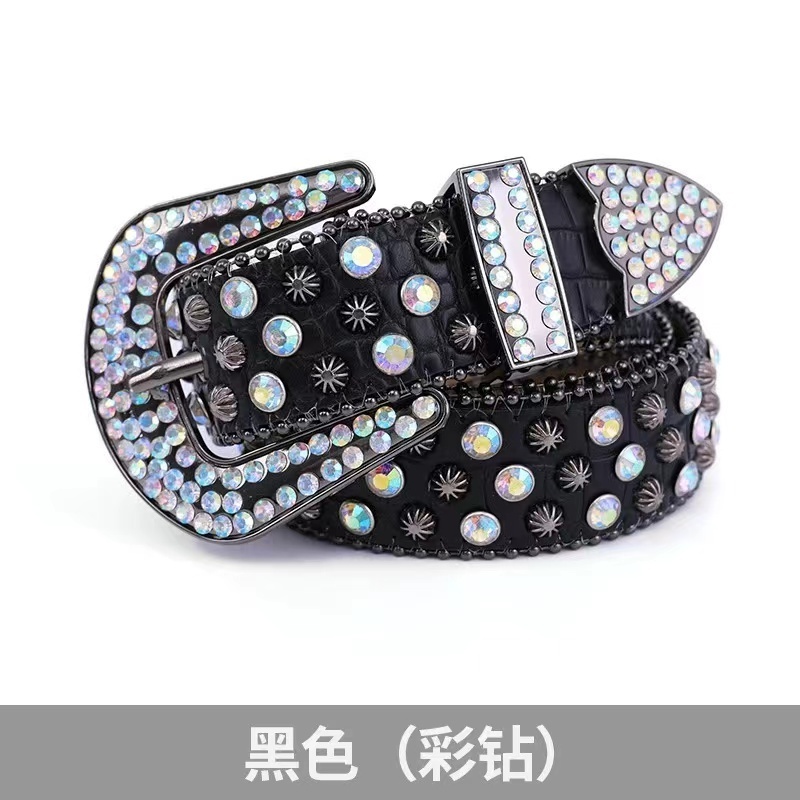 BB Fast Delivery Luxury Crystal Men Women Unisex Belt Diamond Studded Rhinestone Belts Western Sparkle Designer Leather Belts