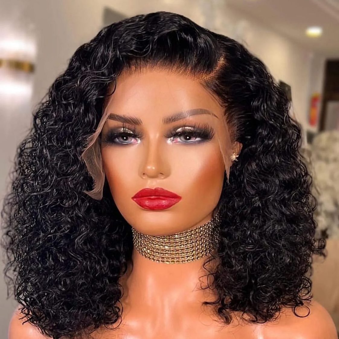 Cheap Human Hair Wigs For Black Women,HD Lace Front Wigs Human Hair,Deep Curly Short Bob Wigs Human Hair Lace Front Brazilian