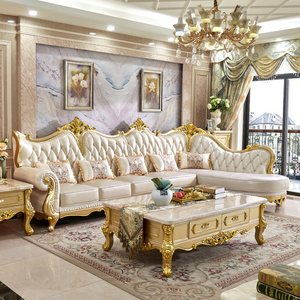 European High End Luxury Home Furniture Living Room Sofa Classic Antique Royal Style L Shape Couch Sets