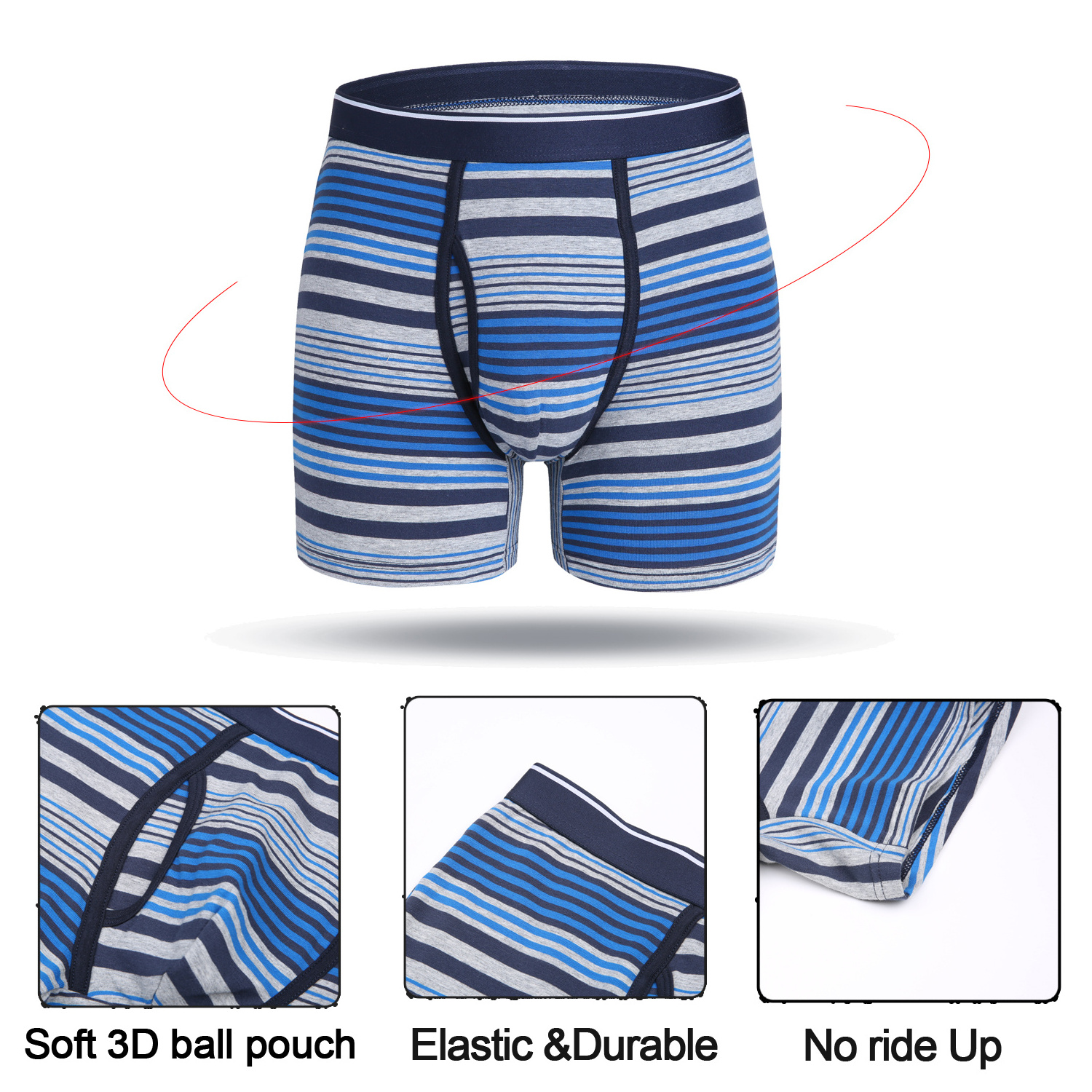 Hot sale in Amanzon cotton/spandex stripes comfortable men underwear boxer brief  for daily used