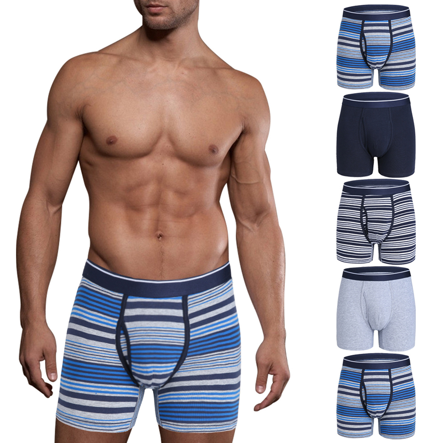 Hot sale in Amanzon cotton/spandex stripes comfortable men underwear boxer brief  for daily used