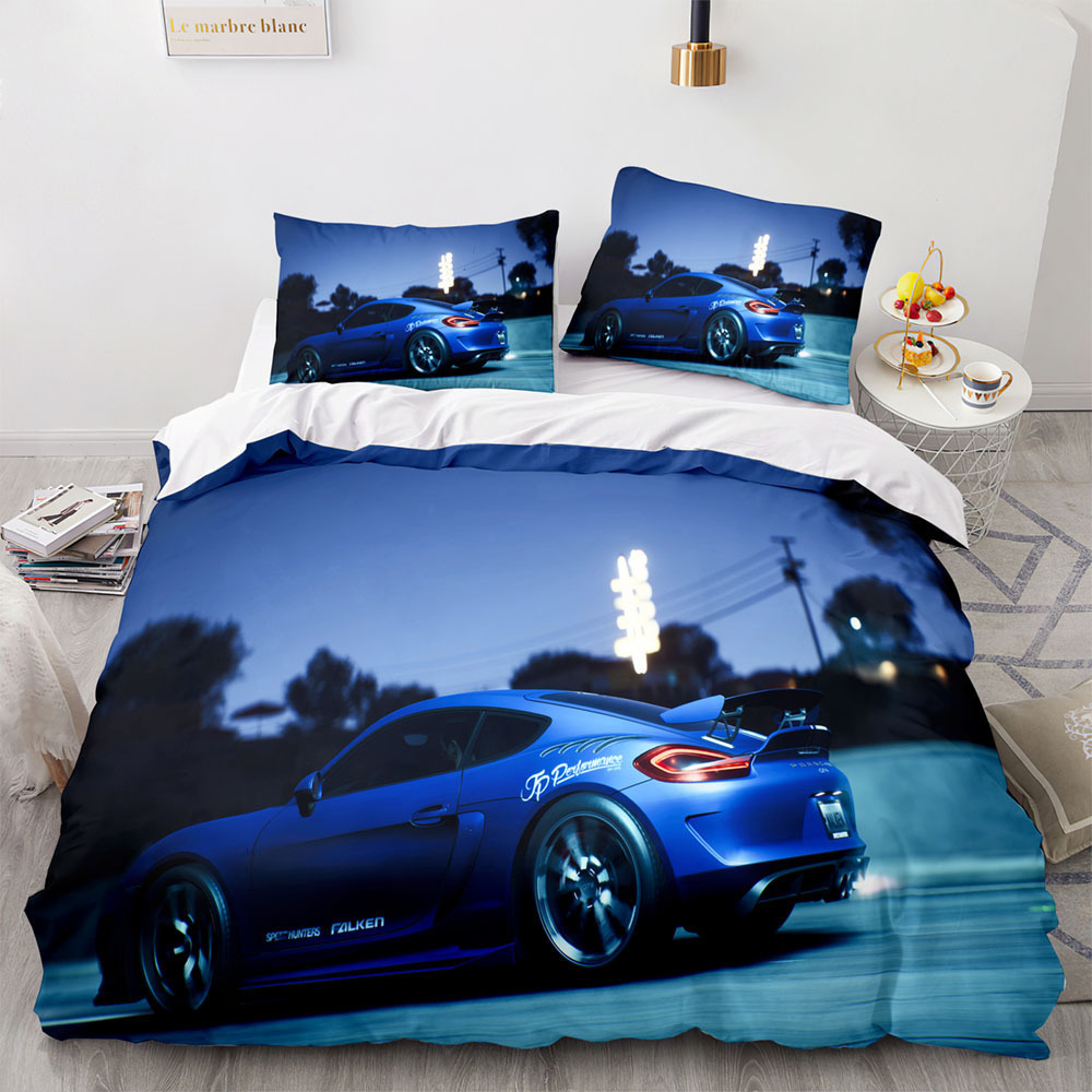 Sports Car Duvet Cover Sets Full Size,3 Piece Race Car Bedding for Teens Boys 2/3pcs Polyester Quilt Cover Sets with Pillowcases