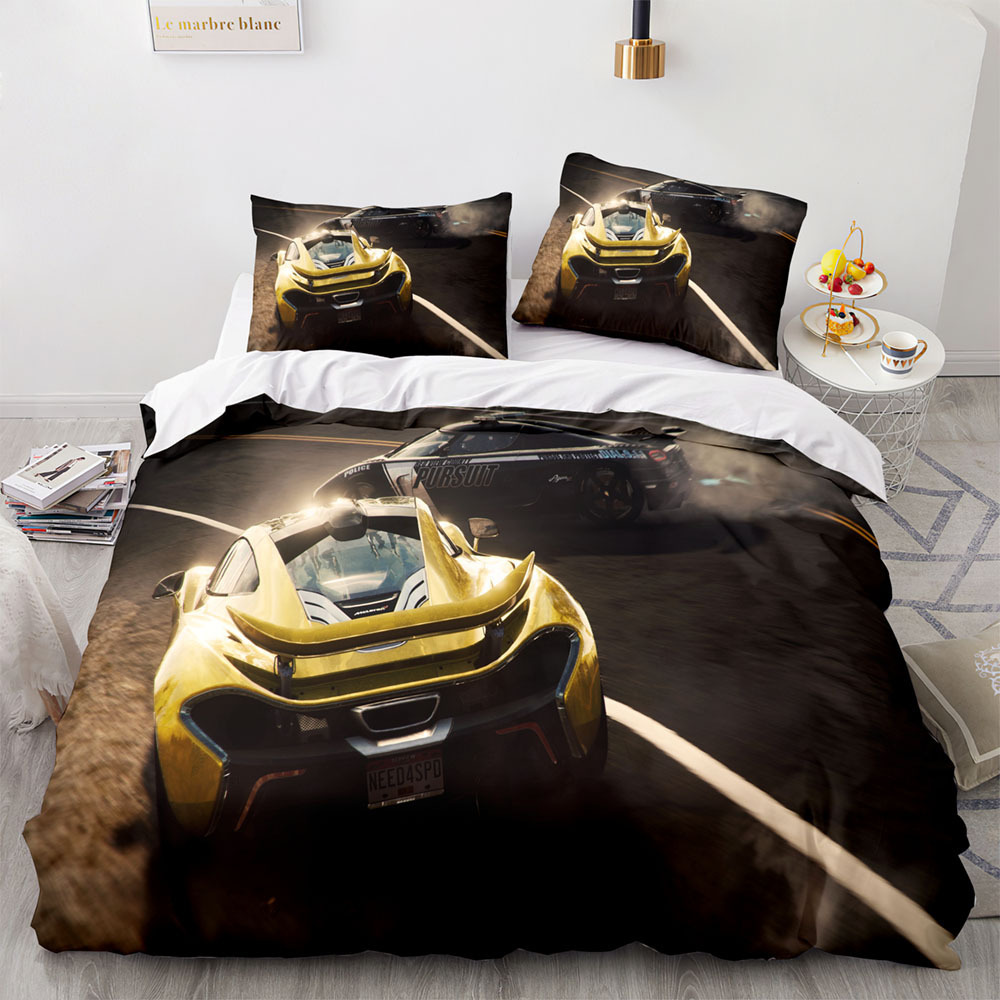 Sports Car Duvet Cover Sets Full Size,3 Piece Race Car Bedding for Teens Boys 2/3pcs Polyester Quilt Cover Sets with Pillowcases