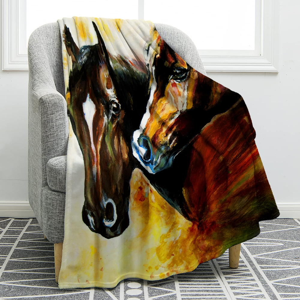 Cowboy Western Soft Warm Print Throw Blanket for Couch Bed Chair Office Sofa Birthday Gifts Galloping Horse Blanket