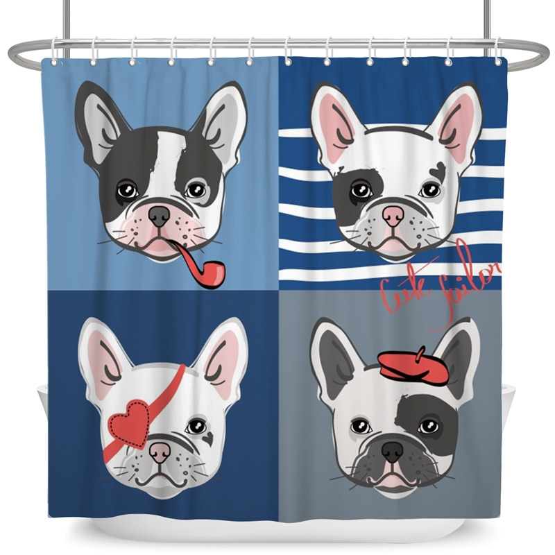 Funny Dog Shower Curtains Cute Animal Whale Children Room Decor Fabric Waterproof Curtains With Hooks  Bathroom Bathtub Curtain