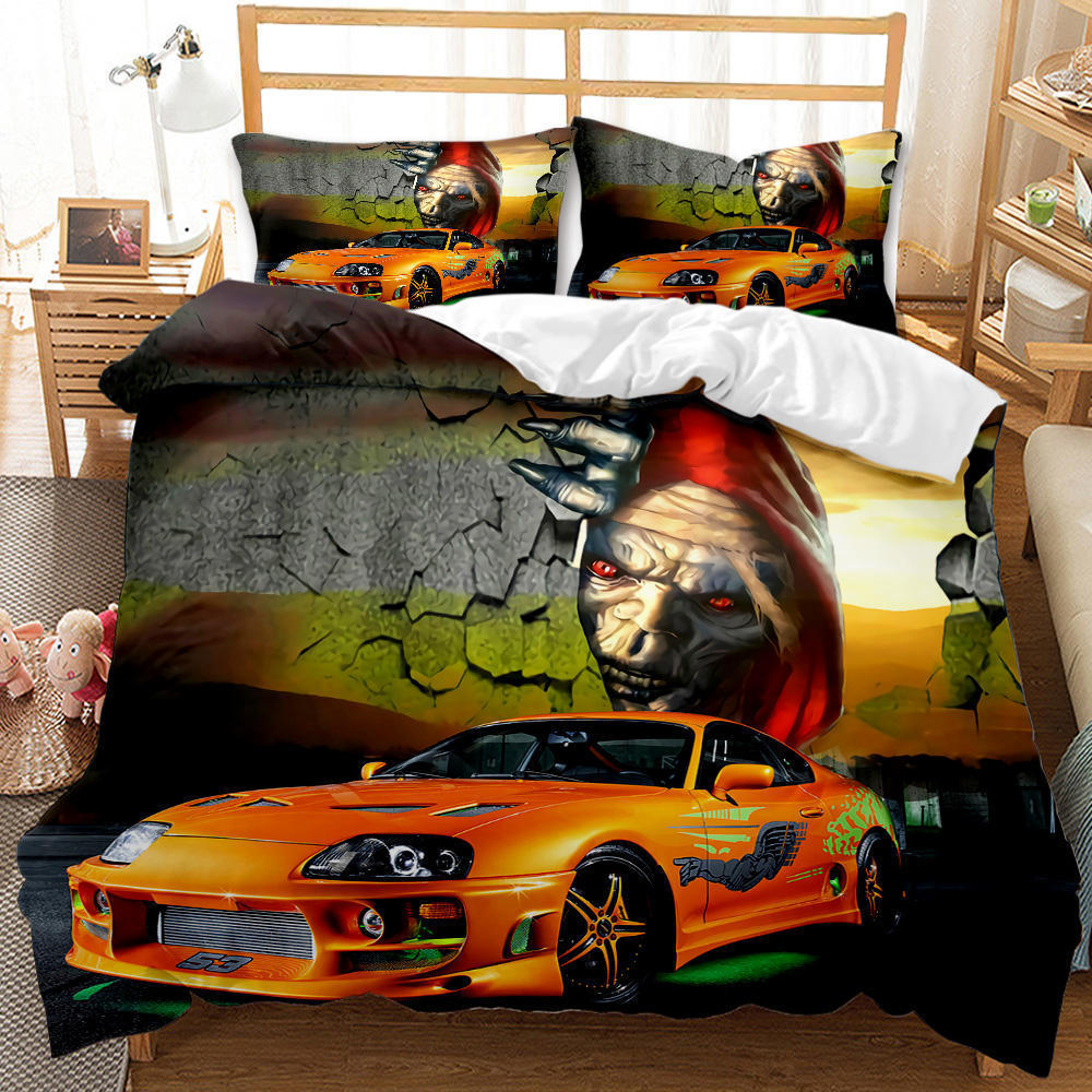 Sports Car Duvet Cover Sets Full Queen,3 Pcs Race Car Bedding Sets Pillowcases Teens Boys Girls Polyester Quilt Cover King Size