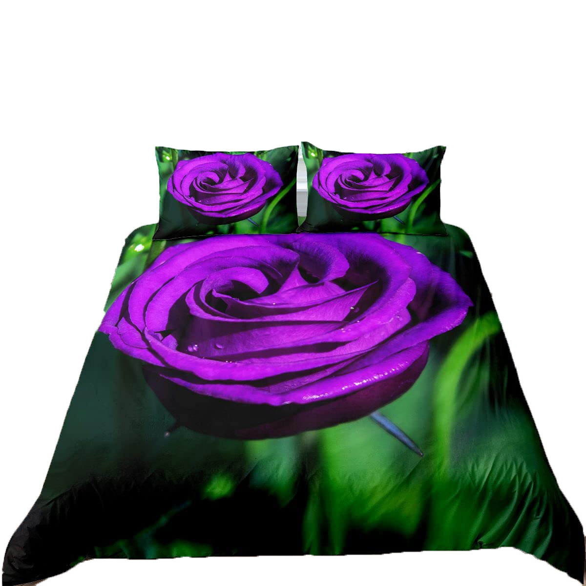 Purple Rose Duvet Cover Set Romantic Flowers Bedding Set Valentine's Day Floral Comforter Cover Lover Couple Gift Queen Size