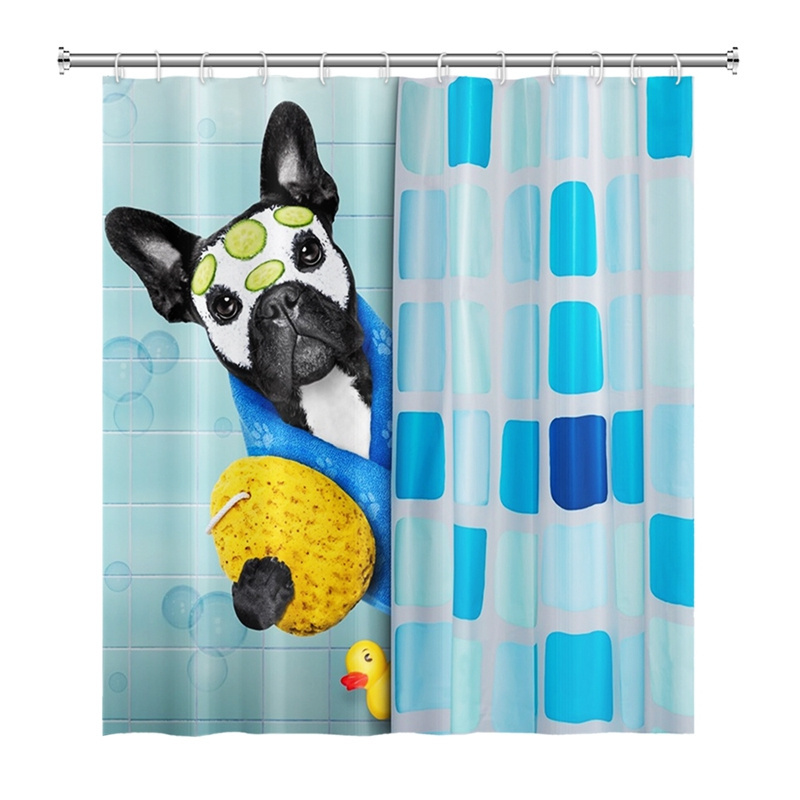 Funny Dog Shower Curtains Cute Animal Whale Children Room Decor Fabric Waterproof Curtains With Hooks  Bathroom Bathtub Curtain