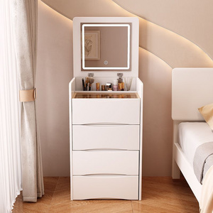 European makeup modern light luxury white vanity dressers stool dressing table with mirror and drawers