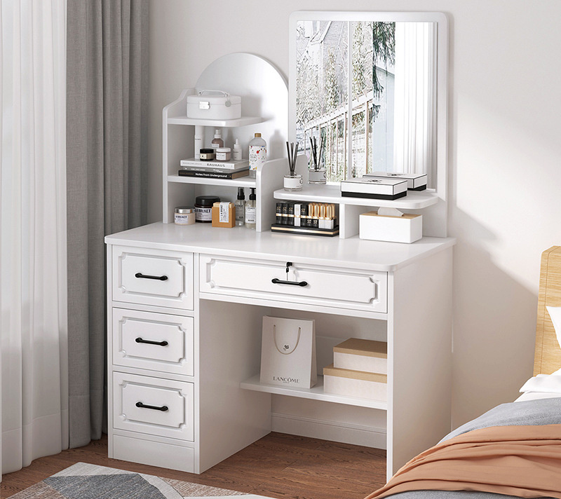 Vanity table with led light makeup mirror dressing table small bedroom dresser makeup vanity desk four drawers