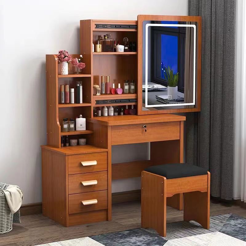 Hot Hidden storage cabinets open shelves dresser with removable mirrors dressing table with led mirror makeup vanities