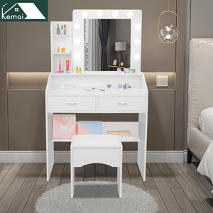 Dressing table with mirror and stool modern two drawers makeup dresser dressing table and chair