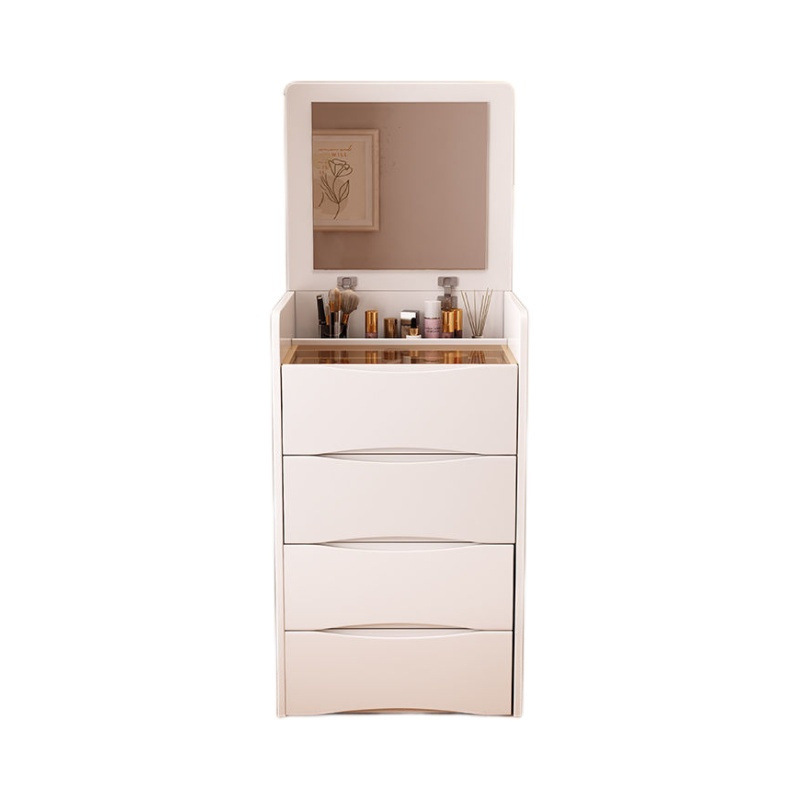 European makeup modern light luxury white vanity dressers stool dressing table with mirror and drawers