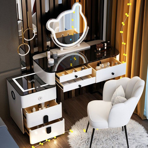 Modern Style Furniture Vanity Makeup Dresser Set Design Metal Feet Bedroom smart Dressing Table with LED Mirror dressers