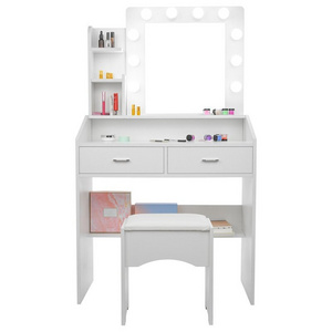 Dressing table with mirror and stool modern two drawers makeup dresser dressing table and chair hot sale