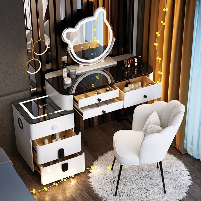 Modern Style Furniture Vanity Makeup Dresser Set Design Metal Feet Bedroom smart Dressing Table with LED Mirror dressers