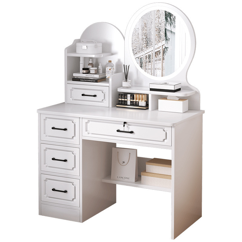 Vanity table with led light makeup mirror dressing table small bedroom dresser makeup vanity desk four drawers