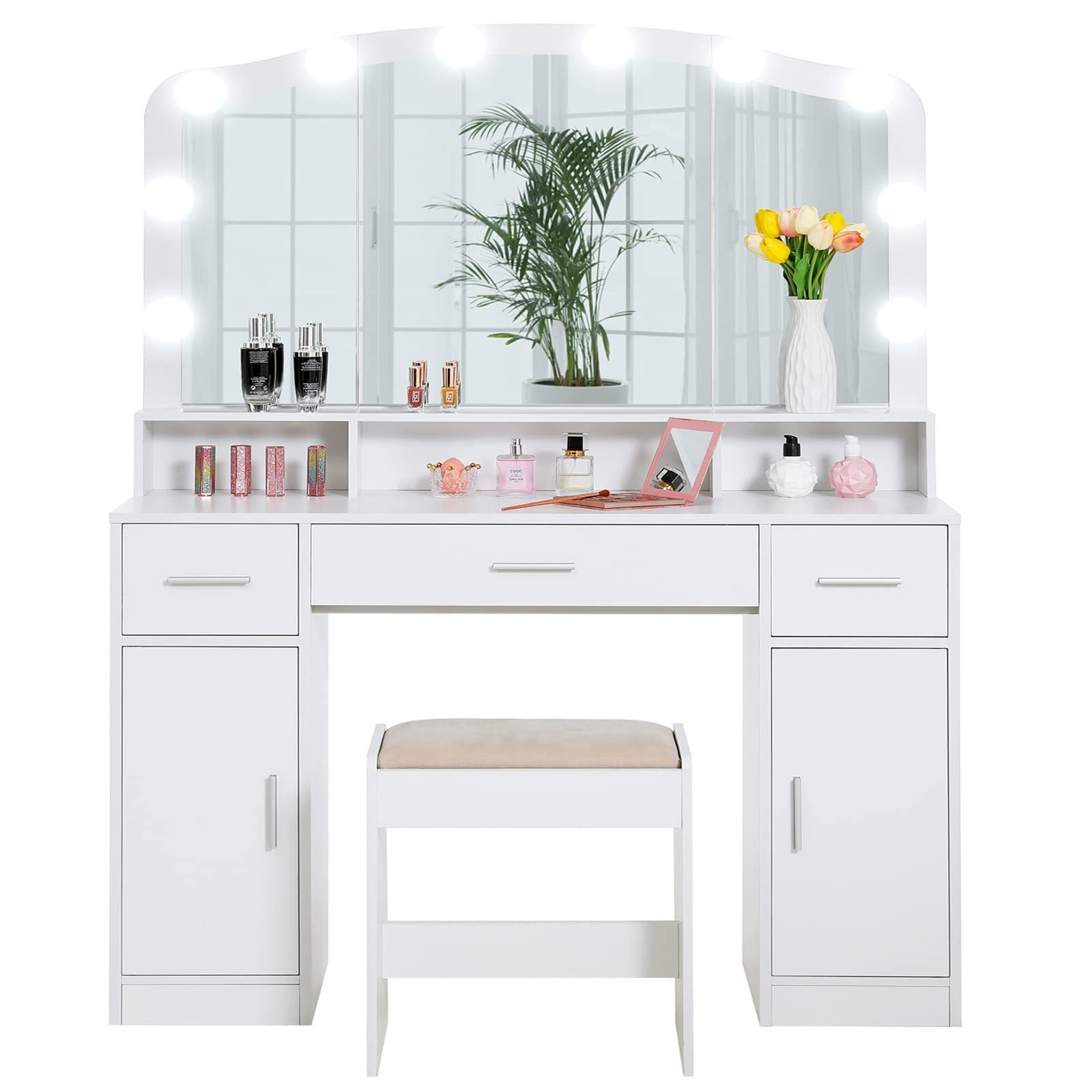 Girls modern dressing table with mirror and led light nordic modern contracted dresser makeup dressing table for room