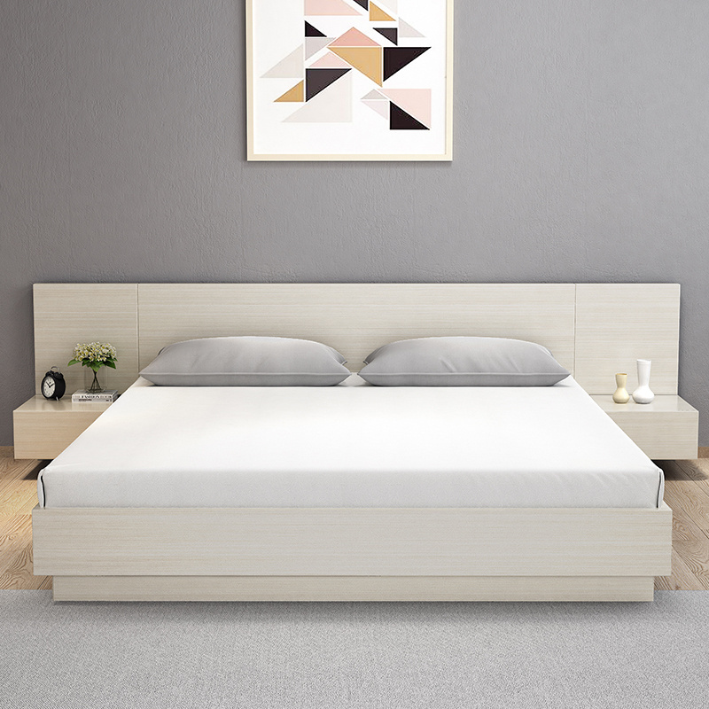 Super Single Bedroom Furniture Upholstered Headboard Bed Hotel Double Modern Wooden Platform Leather Bed Frame