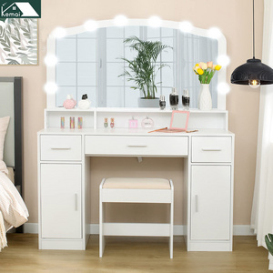 Girls modern dressing table with mirror and led light nordic modern contracted dresser makeup dressing table for room