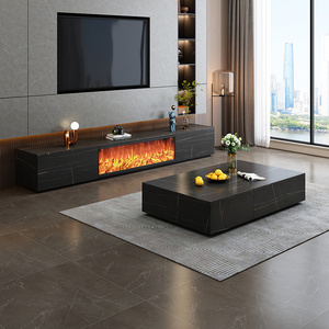 Fireplace tv cabinet simulation fire rock board tv stand and coffee table set embedded living room fake flame fireplace