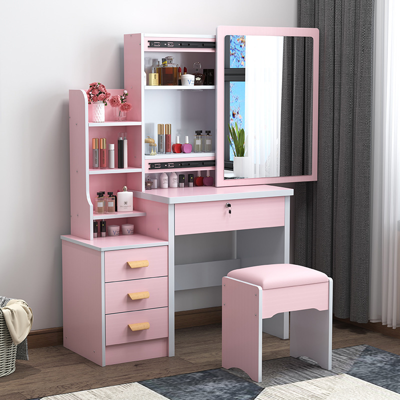 Hot Hidden storage cabinets open shelves dresser with removable mirrors dressing table with led mirror makeup vanities