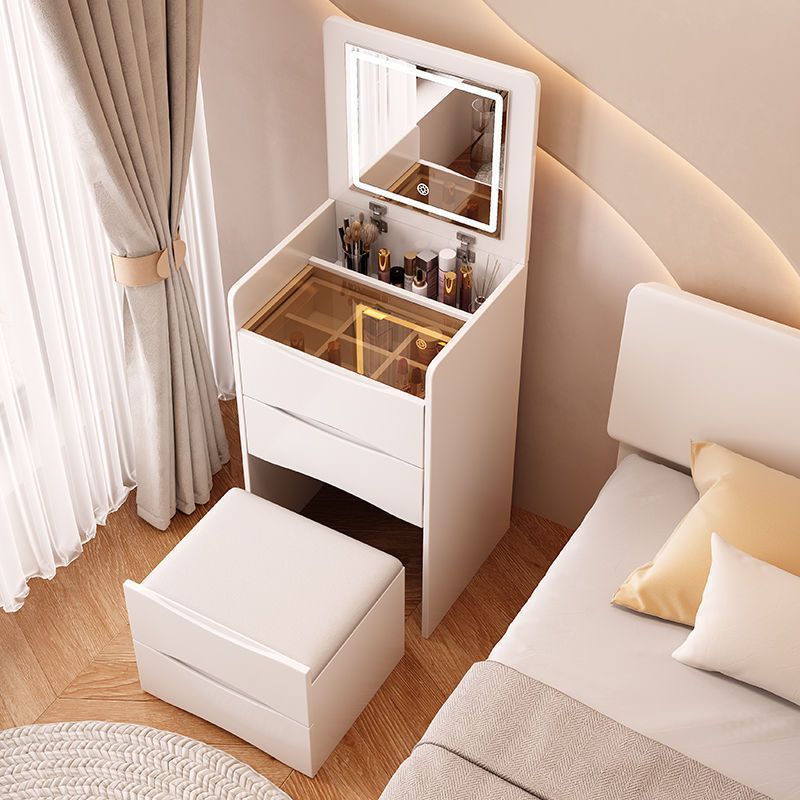 European makeup modern light luxury white vanity dressers stool dressing table with mirror and drawers