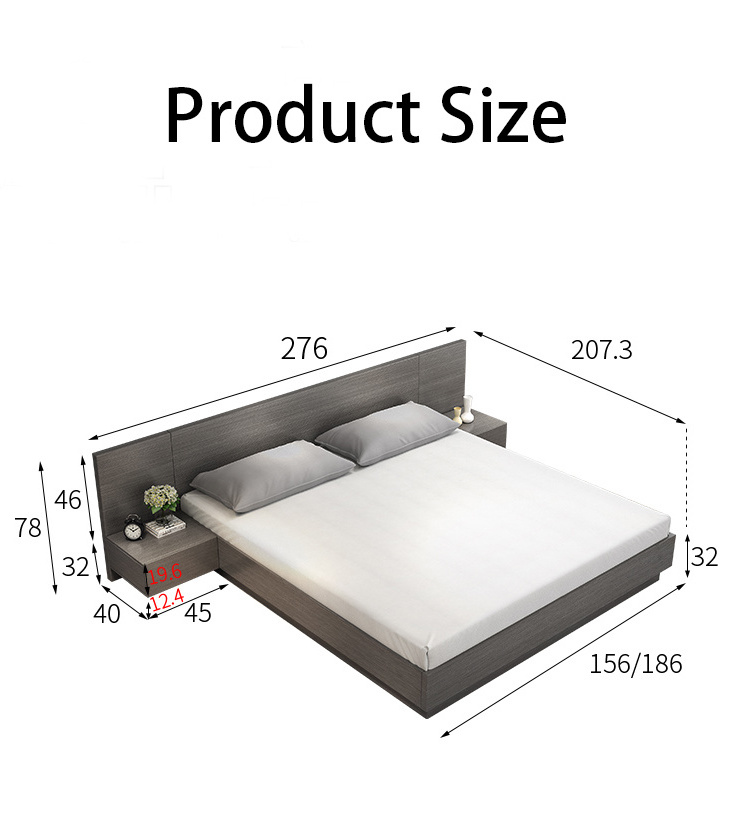 Super Single Bedroom Furniture Upholstered Headboard Bed Hotel Double Modern Wooden Platform Leather Bed Frame