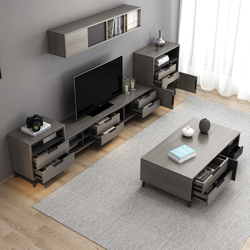 Living room furniture tv cabinets modern luxury tv stand and coffee table set with drawer