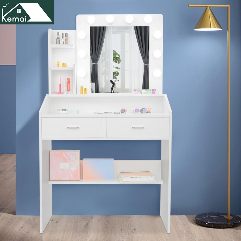 Dressing table with mirror and stool modern two drawers makeup dresser dressing table and chair